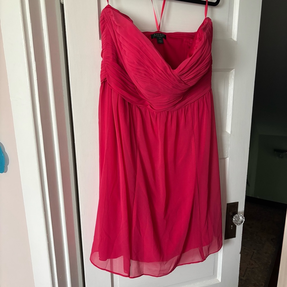 Ralph Lauren Evening Strapless Chiffon Dress with Sweetheart Neckline